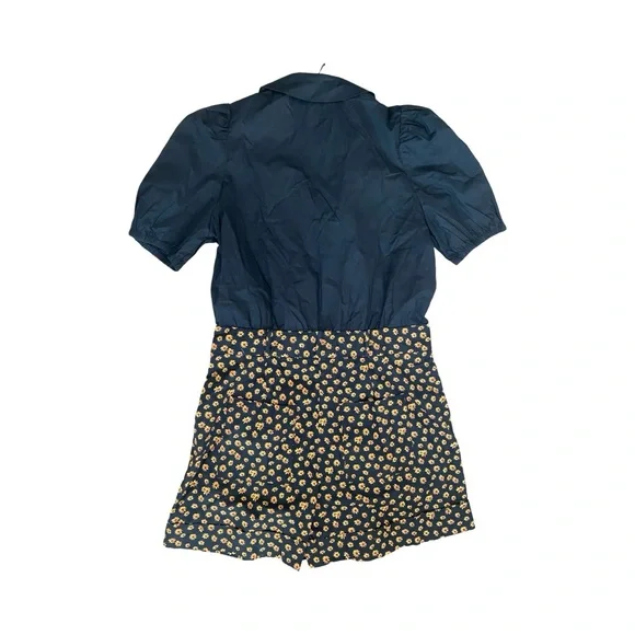 NEW WeWoreWhat Collared Romper Black Ditsy Daisies Romper XL - Picture 5 of 7